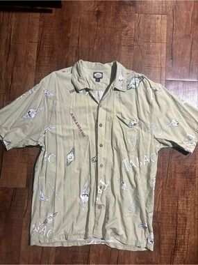 Beige Short-Sleeve Cuban Collar Shirt